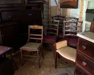 4 ribbon back chairs, vanity stool