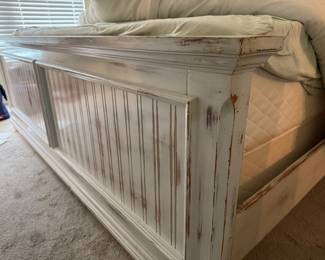 Distressed Coastal King Bedroom Suite – King Bed, Armoire & Two Nightstands