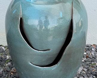 * Large Glazed Ceramic Outdoor Fountain (blue-green finish, complete with pump) * Outdoor Garden Décor