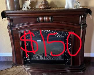 Electric fireplace with marble trim 