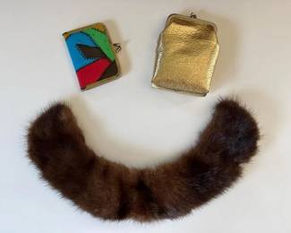130 vintagefurcollar2kisslockcoinpurs
