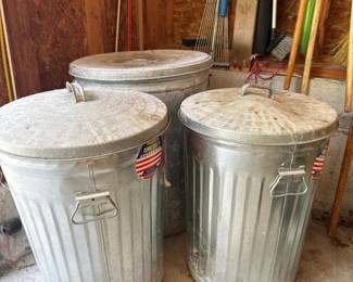 199 threegalvanizedsteeltrashcans