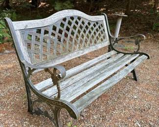 215 castironwoodoutdoorgardenbench