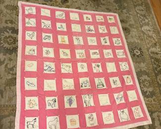 020 handmadeanimalmotifembroideredquilt