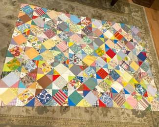 063 vintagehandpiecedpatchworkquilttop