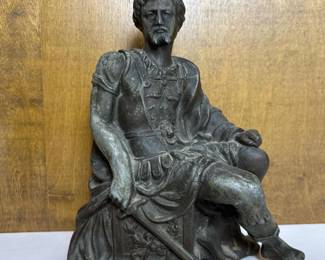 160 vintagespelterfigurineofseatedroman