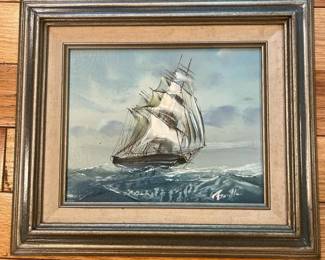 236 framedaboullsignedmaritimeoilpaint