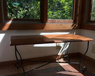 127 woodandmetalcoffeetablewithscroll