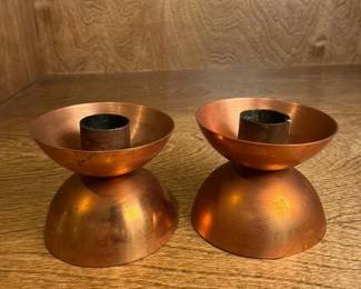 109 midcenturymoderncoppercandleholders