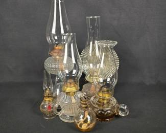 261 mixedlotantiqueglassoillampsribbed