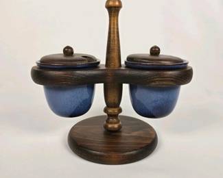 283 dualblueceramiccondimentholderwith
