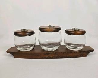 282 glassjarsetwithwoodenlidsandtray