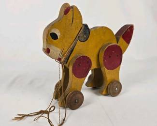 044 vintagewoodenpulltoycat