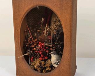 095 vintagewoodenshadowboxdioramawithd