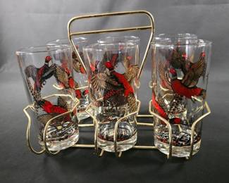 159 midcenturypheasanthighballglasssetw
