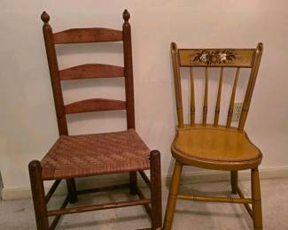 367 pairwoodenchairsladderbackwovenrus