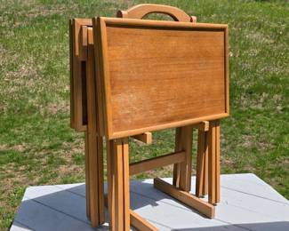 300 setof4woodenfoldingtvtraytablesw