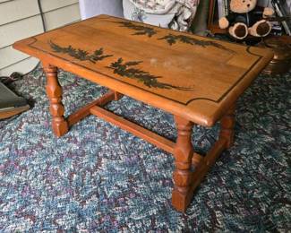 155 woodcoffeetablehandpaintedleafmoti