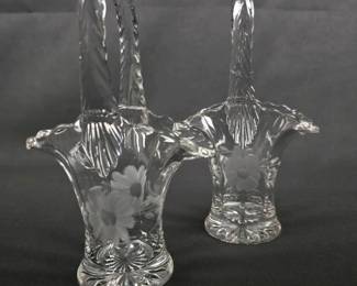144 pairofclearpressedglassbasketswith