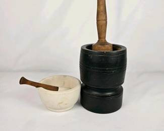 364 antiqueacmeceramicebonizedwoodmorta