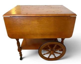 Athens Tables Co. Wooden Drop Leaf Bar Cart