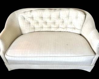 Kindle Furniture Co. White Beige Checkered Sofa