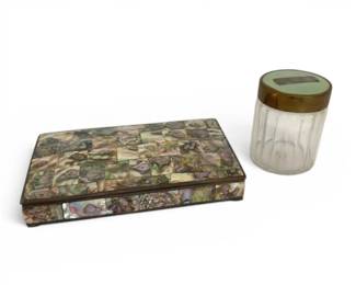 Abalone Trinket Box Art Deco Powder Jar
