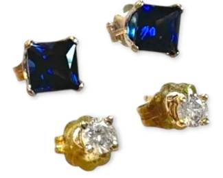 14k Gold Diamond Earring Studs 0.99g