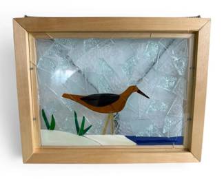 Stained Glass Window Hanging Bird on the Beach