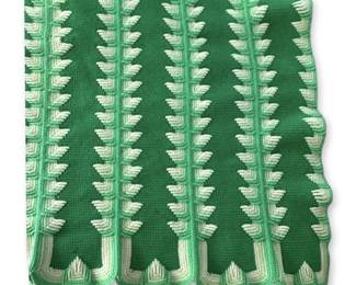Handmade Green Crochet Afghan Blanket 64 x 50