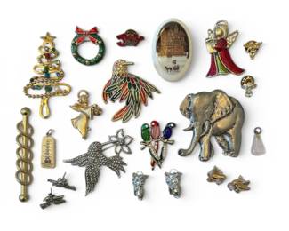Rhinestoned Brooches, Earrings, More