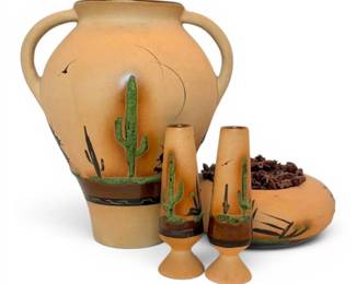 Desert Pottery Vase, Candleholders, Bowl