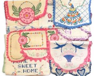 Vintage Embroidered Table Runners, Napkins, Linens