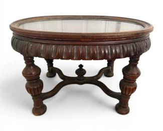 Wooden Coffee Table With Removable Glass Tray