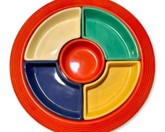 Fiestaware Radioactive Red Vintage Relish Tray Set