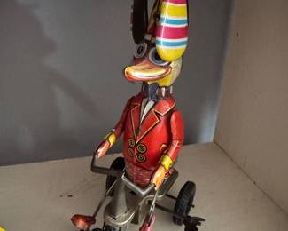 1950s Tin Litho Rabbit Tricycle Toy