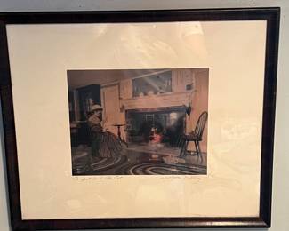 "Comfort and the Cat" by Wallace Nutting (framed print)