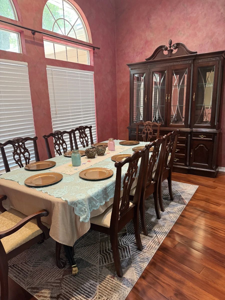 High-end solid wood formal dining room suite by Bassett (includes Buffet)
