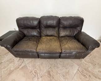 Brown Faux-Leather Reclining Sofa & Loveseat