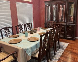 High-end solid wood formal dining room suite by Bassett (includes Buffet)