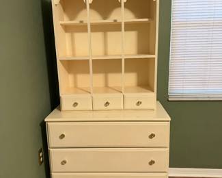 Vintage Cream Dresser & Hutch Set