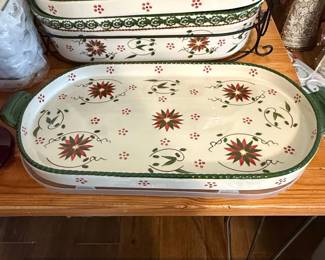 TempTations Old World Poinsettia Serving Platter