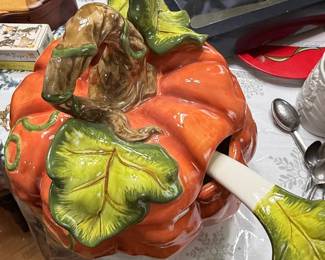 Fitz and Floyd "Harvest Times" Pumpkin Soup Tureen with Ladle