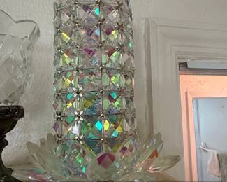 Valerie Parr Hill Illuminated Iridescent Faceted Glass Hurricane