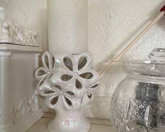 Iridescent Ceramic Floral Candle Holder