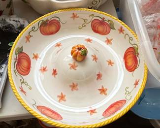 Temptations Pumpkin Patch Serving Tray with Figural Pumpkin Handle