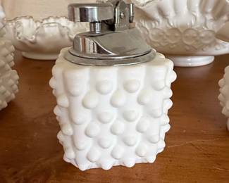 Vintage Fenton Hobnail Milk Glass Table Lighter
