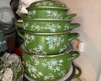 Temptations Tara Floral Lace Green pc Pots