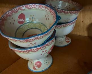 Temptations "Egg Hunt" Pattern Pedestal Bowls, Set of 4