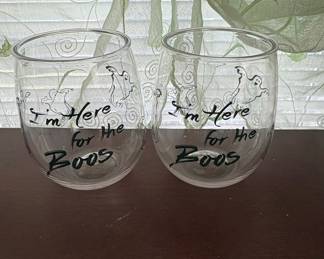 I'm Here for the Boos Halloween Stemless Wine Glasses - Set of 2